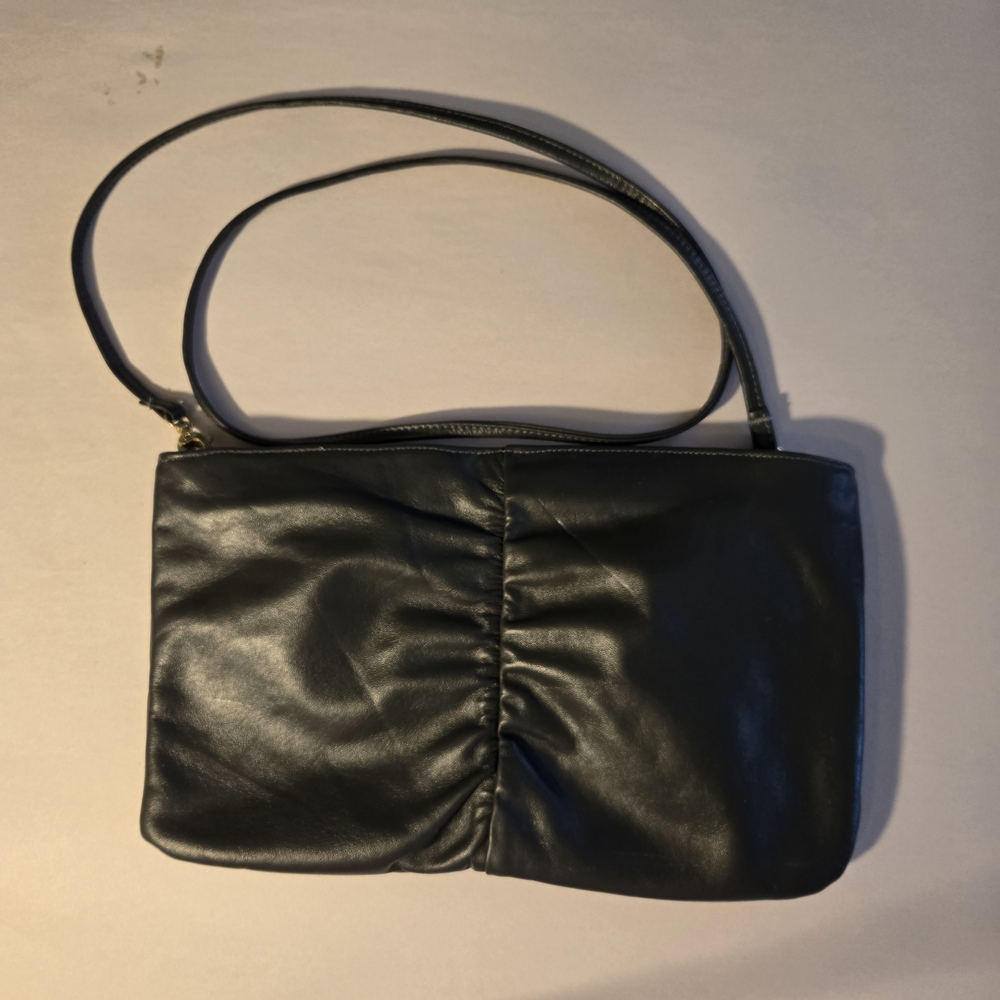Classic Black Ruched Shoulder Bag